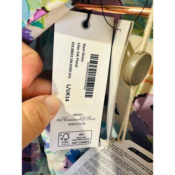 NWT RIXO Lilac link Floral 100% Silk Open Back Dani Maxi Dress Size US 10 - Picture 10 of 16